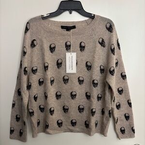 NWT 360 Cashmere Skull Cashmere Taliah Print Crewneck Sweater Pullover M